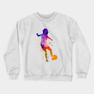 Woman footballer in watercolor Crewneck Sweatshirt